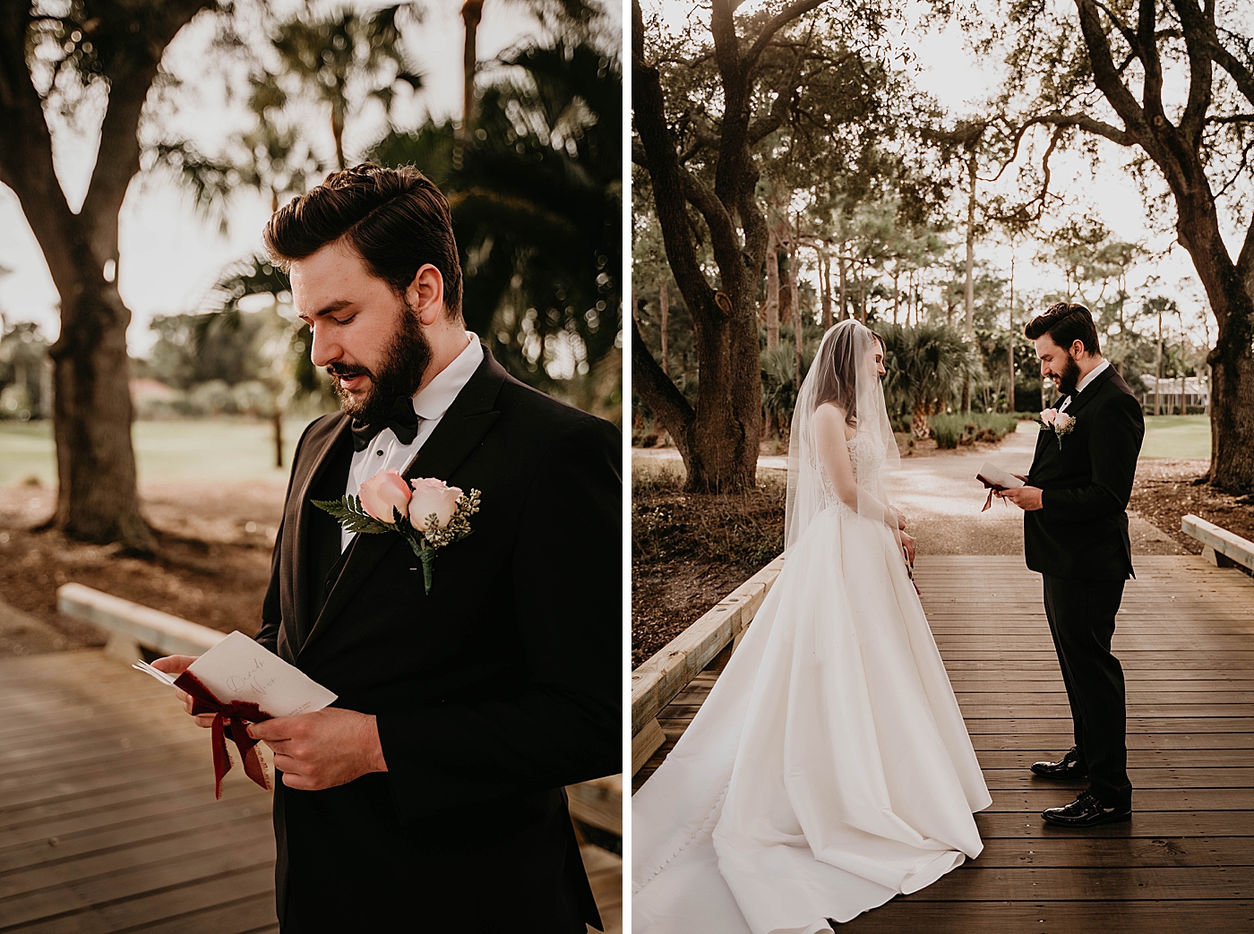 Groom saying vows to Bride on bridge Breakers West Wedding Photography captured by South Florida Wedding Photographer Krystal Capone Photography 