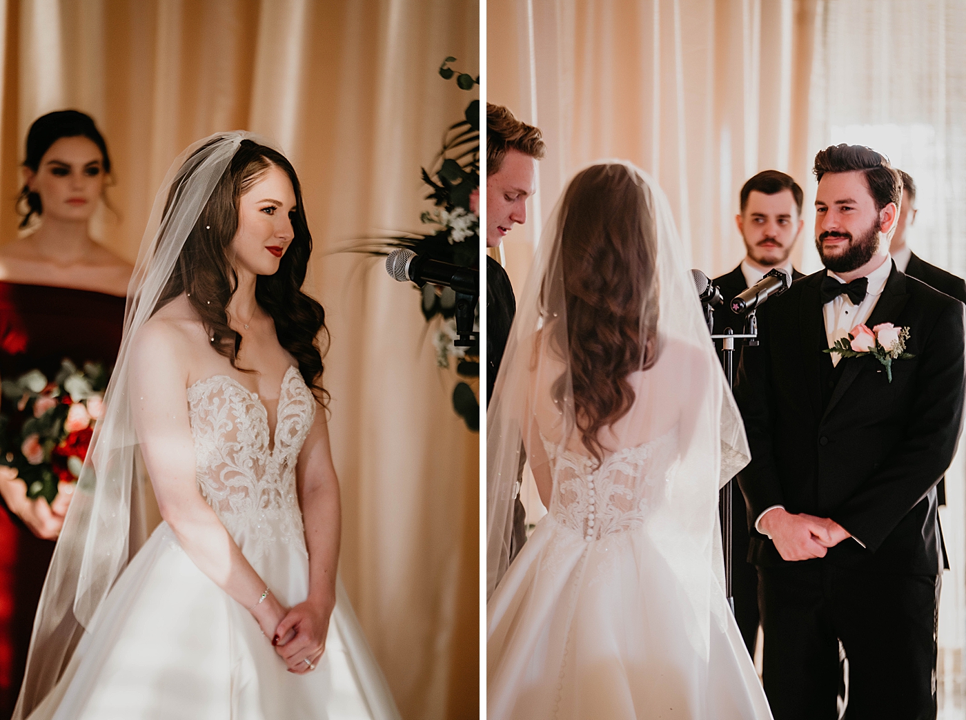 Portraits of Bride and Groom looking at each other during homily Ceremony Breakers West Wedding Photography captured by South Florida Wedding Photographer Krystal Capone Photography 