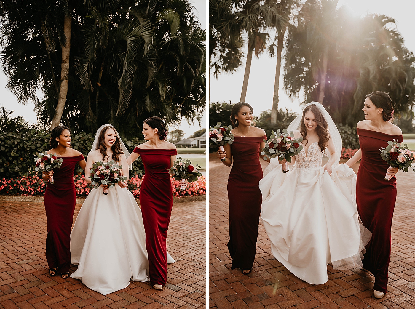 Bride and Bridesmaids walking together Breakers West Wedding Photography captured by South Florida Wedding Photographer Krystal Capone Photography 