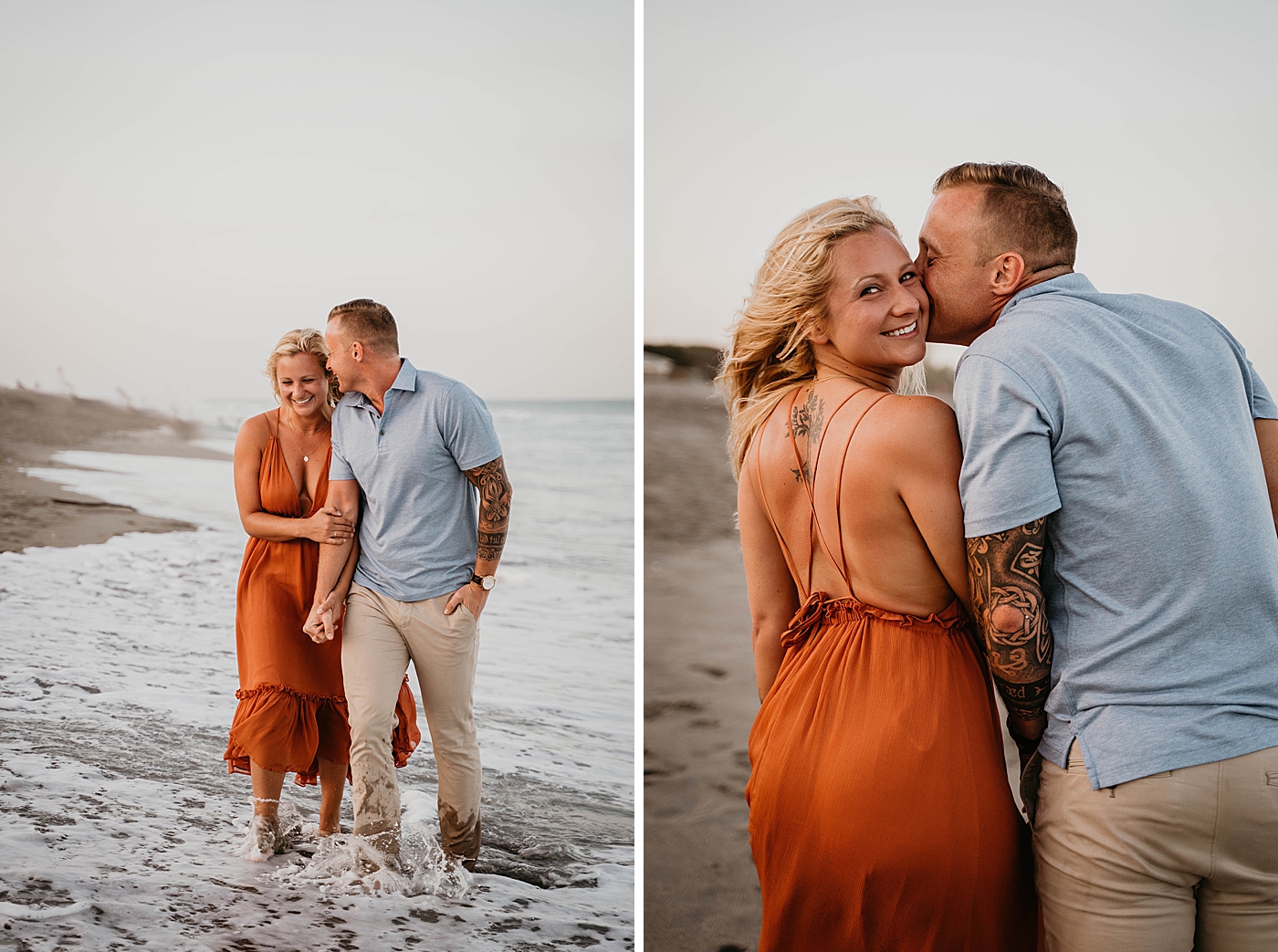 Couple walking in water Jupiter Beach Engagement Photography captured by South Florida Engagement Photographer Krystal Capone Photography 