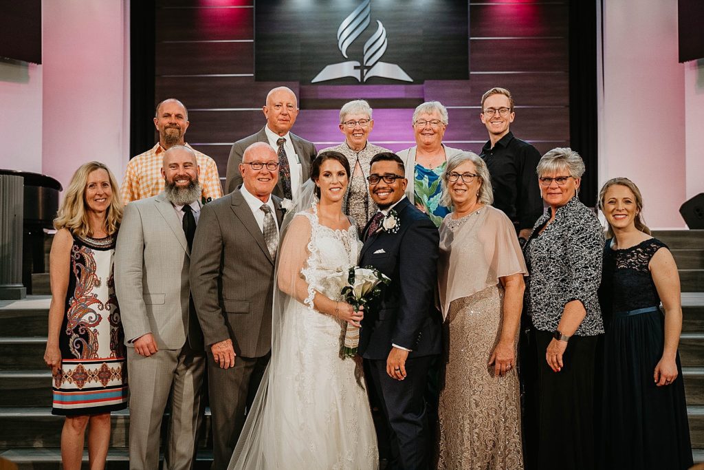 Portrait of Bride and Groom with Family 94th Aero Squadron Miami Wedding Photography captured by South Florida Engagement Photographer Krystal Capone Photography 