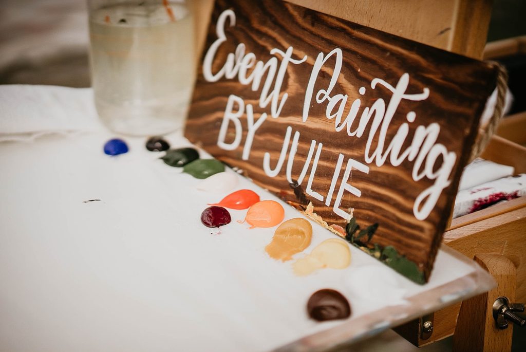 Detail shot of wedding sign for painting Ever After Farms Wedding Photography captured by South Florida Wedding Photographer Krystal Capone Photography 