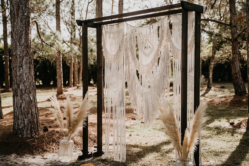 Macrame archway for outdoor Ceremony detail shot Intimate South Florida Wedding Photography captured by South Florida Wedding Photographer Krystal Capone Photography 