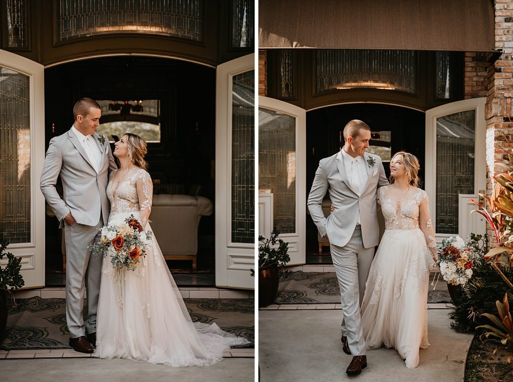 Bride and Groom standing together and looking at each other Intimate South Florida Wedding Photography captured by South Florida Wedding Photographer Krystal Capone Photography 