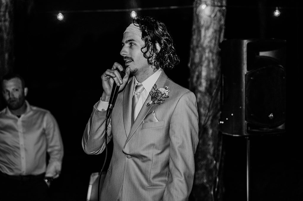 B&W best man speech Reception Intimate South Florida Wedding Photography captured by South Florida Wedding Photographer Krystal Capone Photography 