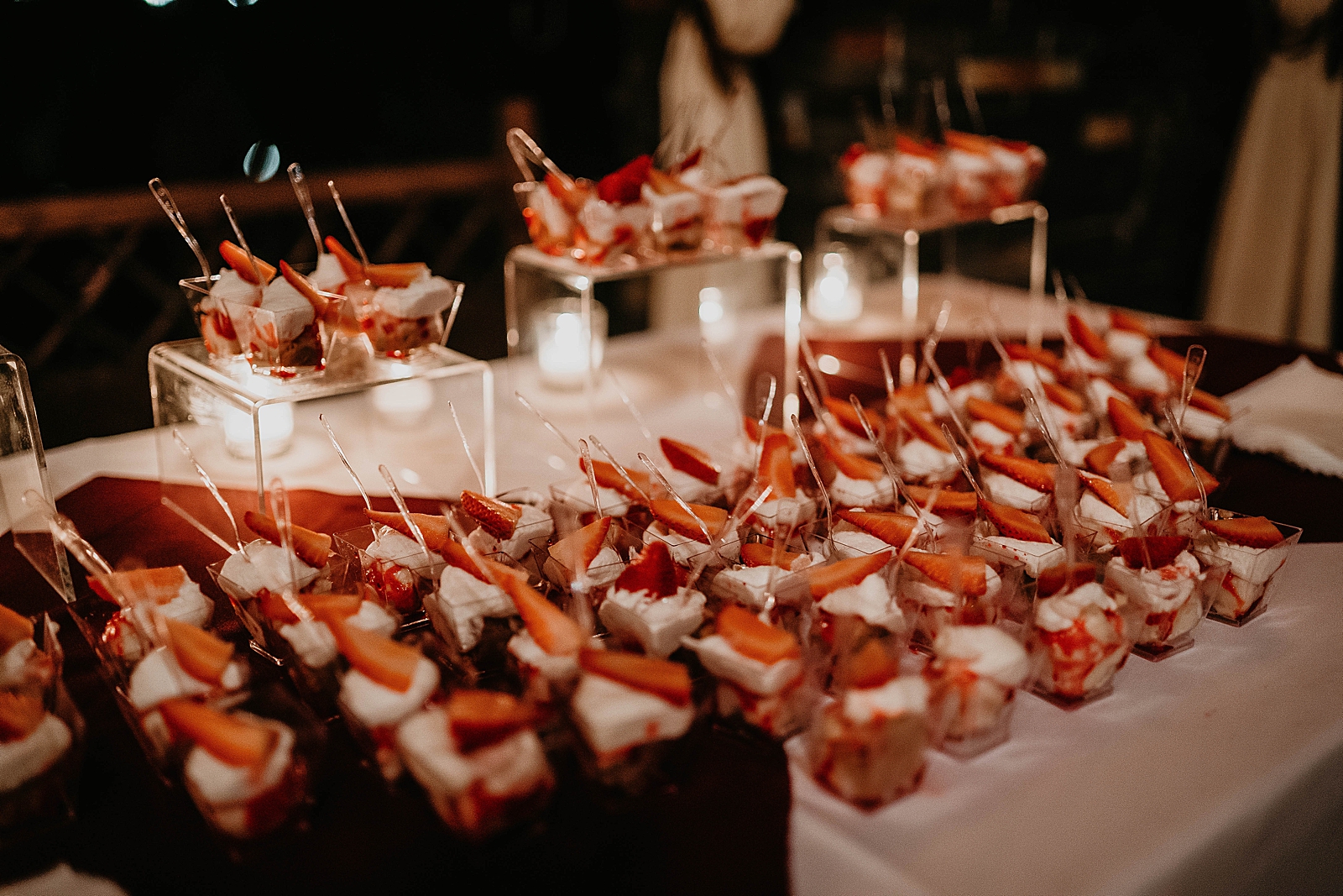 Reception detail shot of desert bites of strawberry shortcakes Living Sculptures Sanctuary Wedding Photography captured by South Florida Wedding Photographer Krystal Capone Photography 