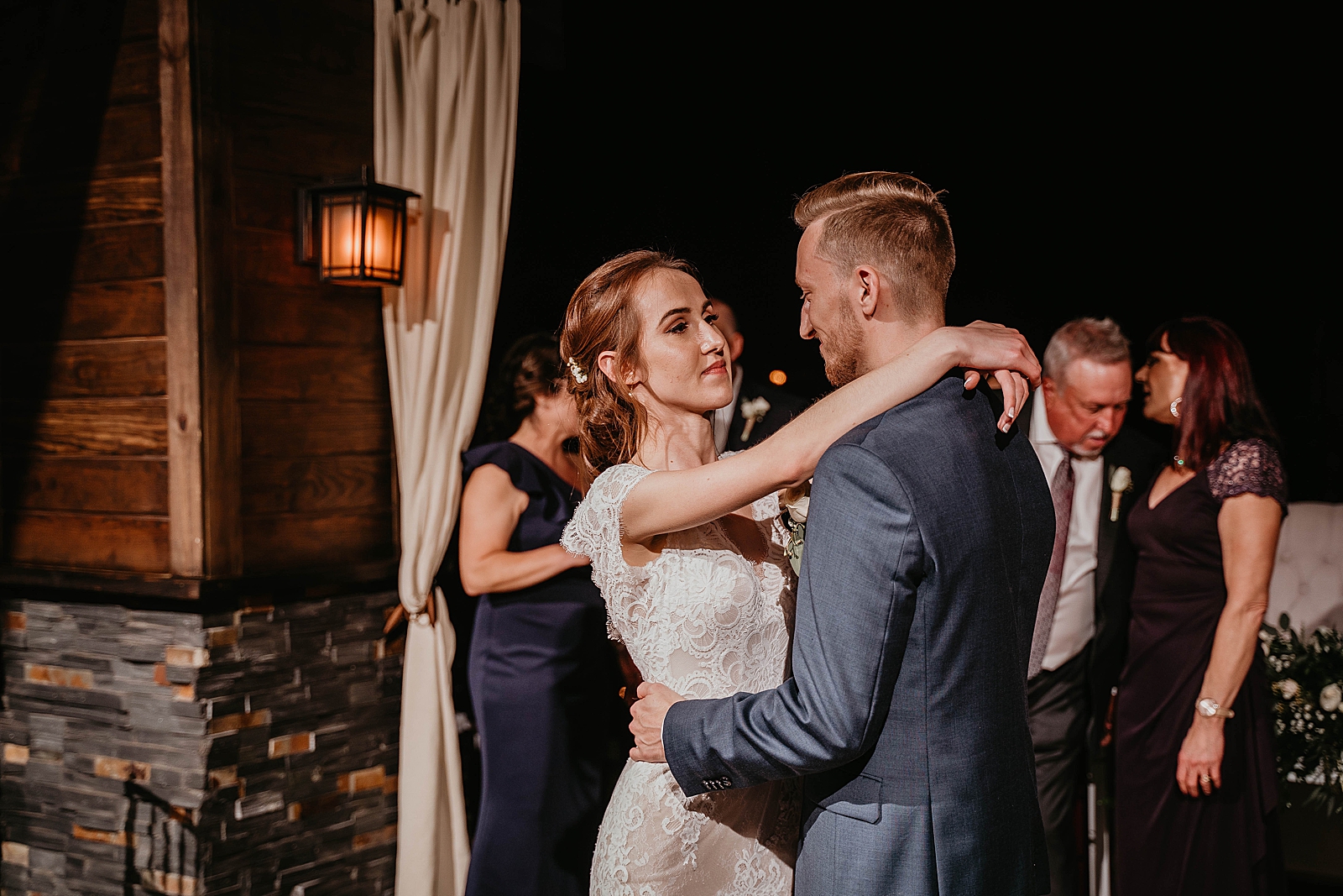 Bride and Groom First dance dimly lit lighting Living Sculptures Sanctuary Wedding Photography captured by South Florida Wedding Photographer Krystal Capone Photography 