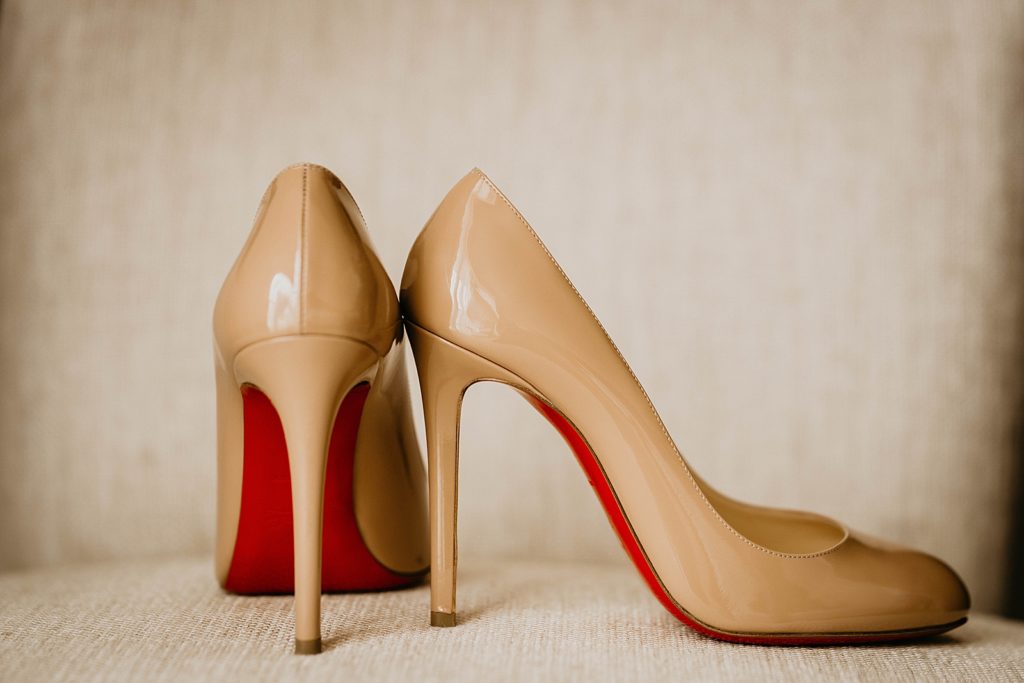 Detail shot of Wedding shoe heels