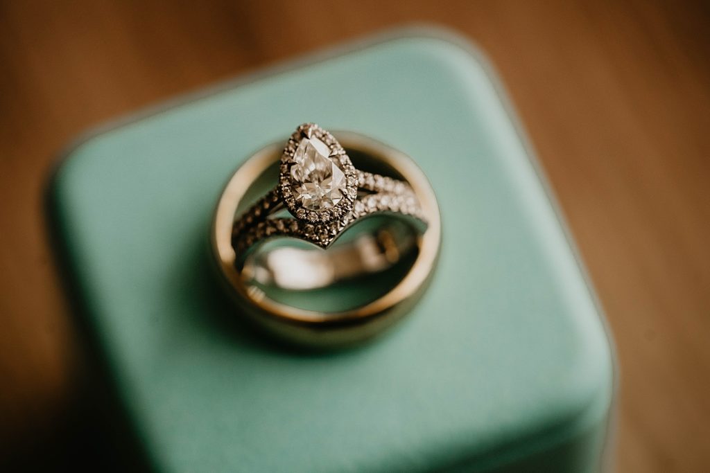 Closeup of vintage oval engagement ring