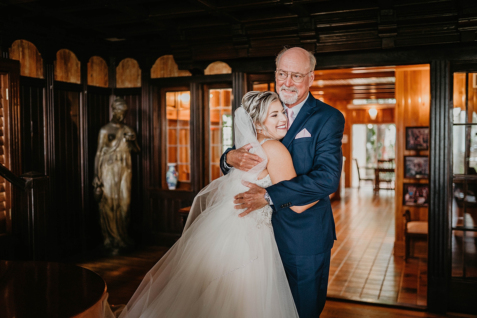 Bride hugging Father after getting ready