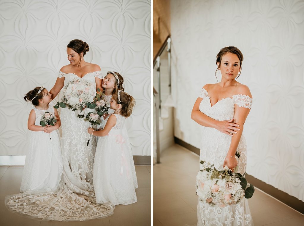 Bride with Flower girls after getting ready