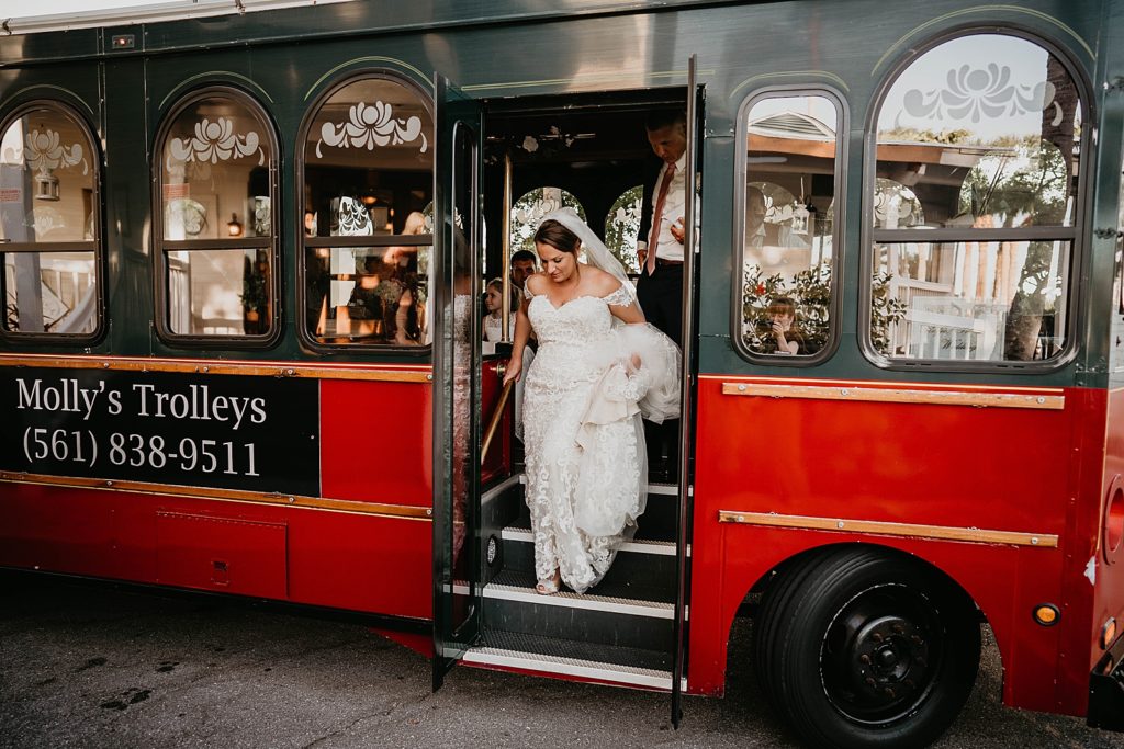 Bride exiting Trolley
