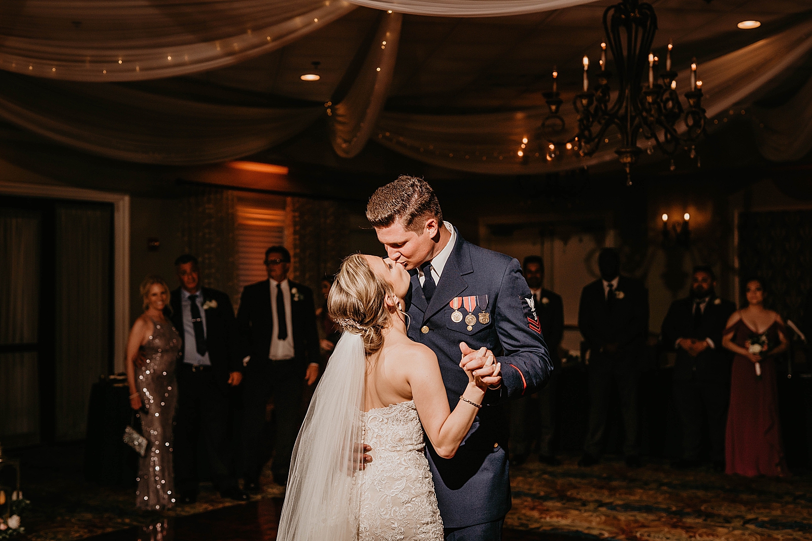Bride and Groom kissing during First Dance